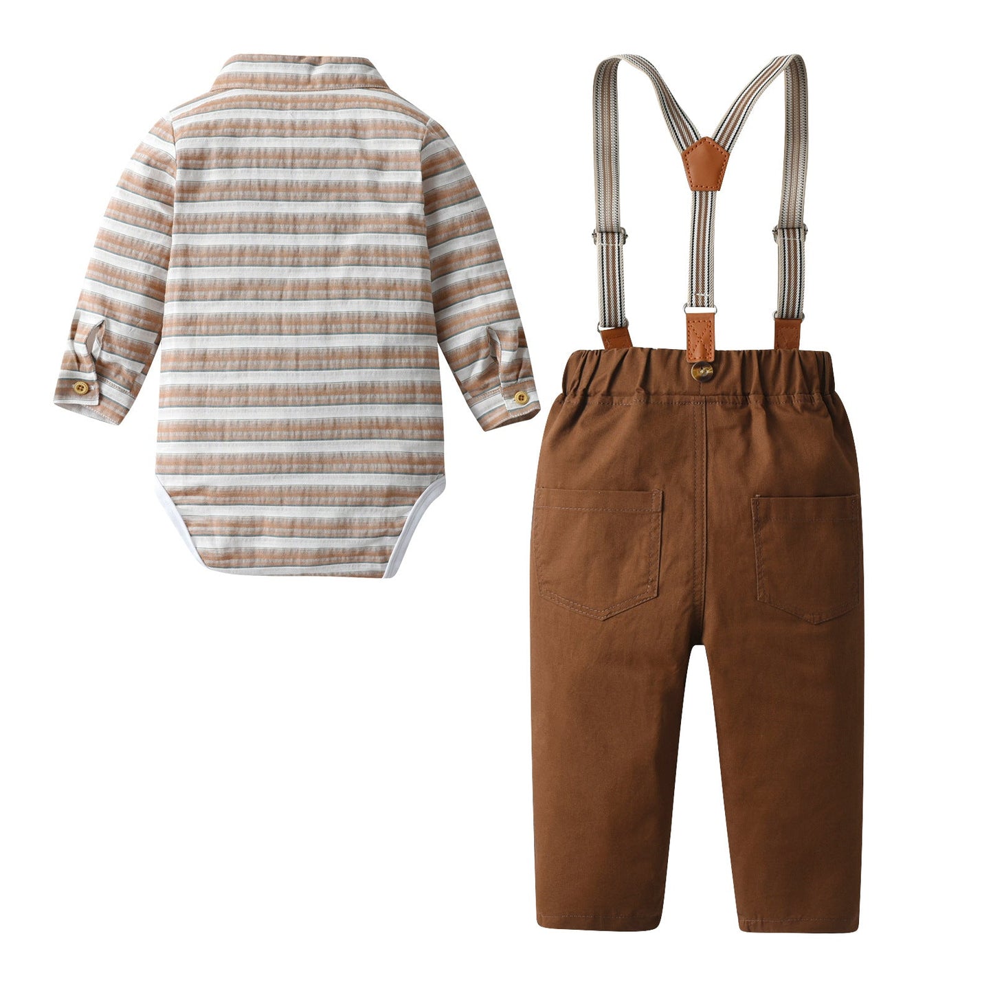 2 Pieces Set Baby Kid Boys Striped Rompers And Solid Color Pants