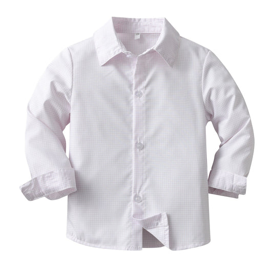 Baby Kid Boys Solid Color Checked Shirts