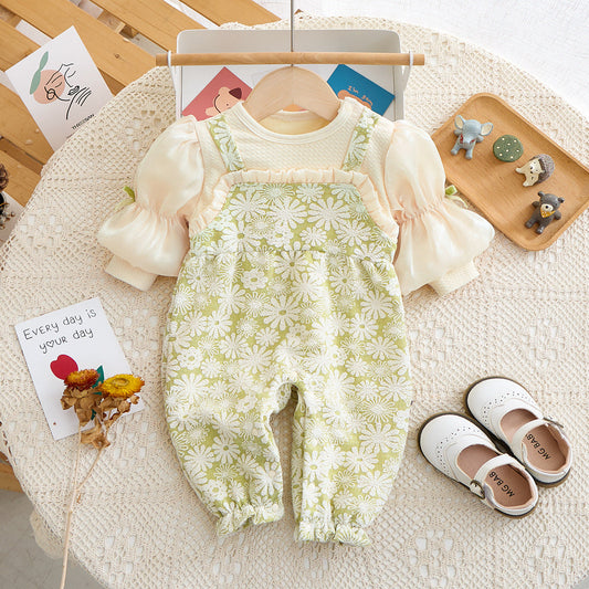 Baby Girls Flower Print Jumpsuits