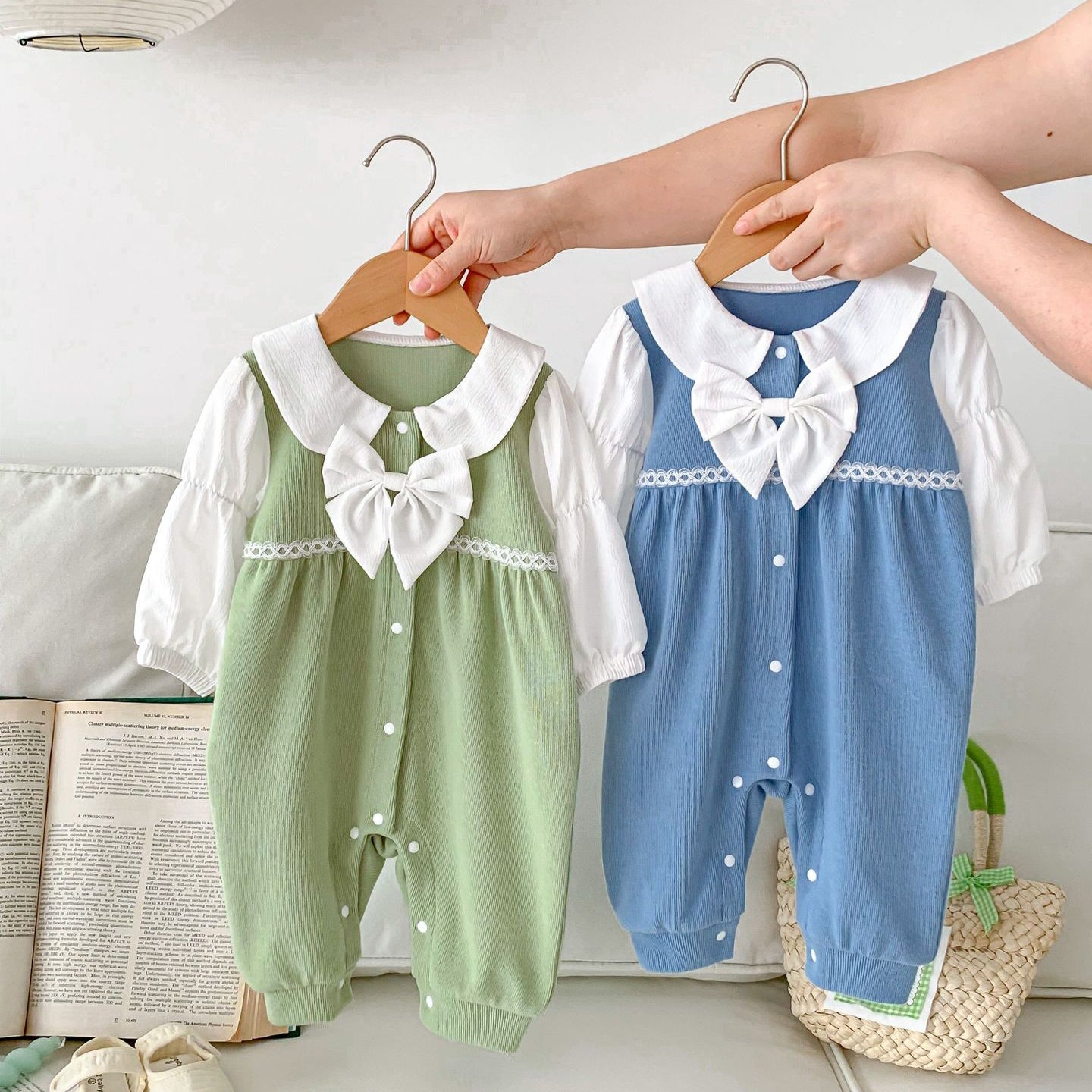 Baby Kid Girls Color-blocking Bow Jumpsuits