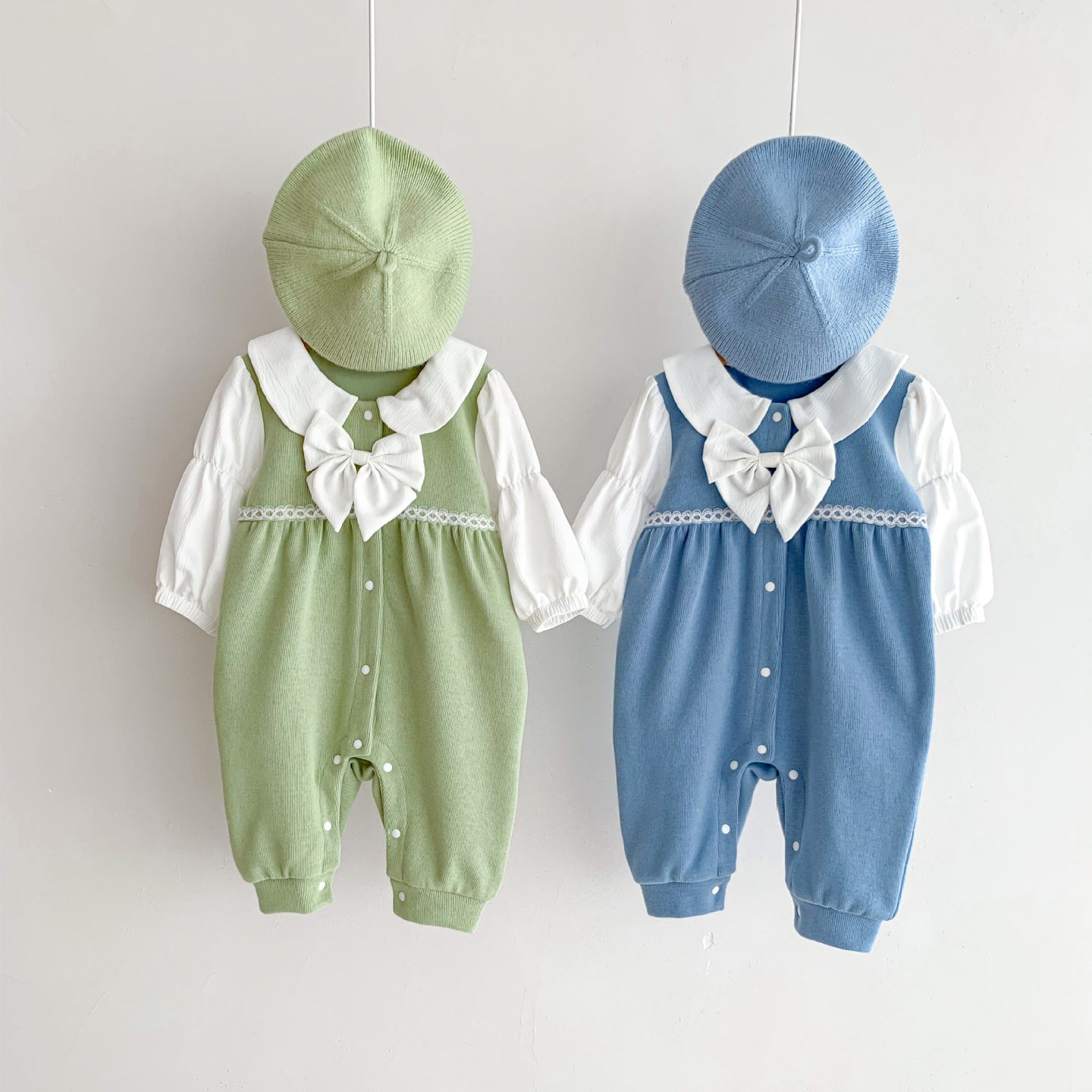 Baby Kid Girls Color-blocking Bow Jumpsuits