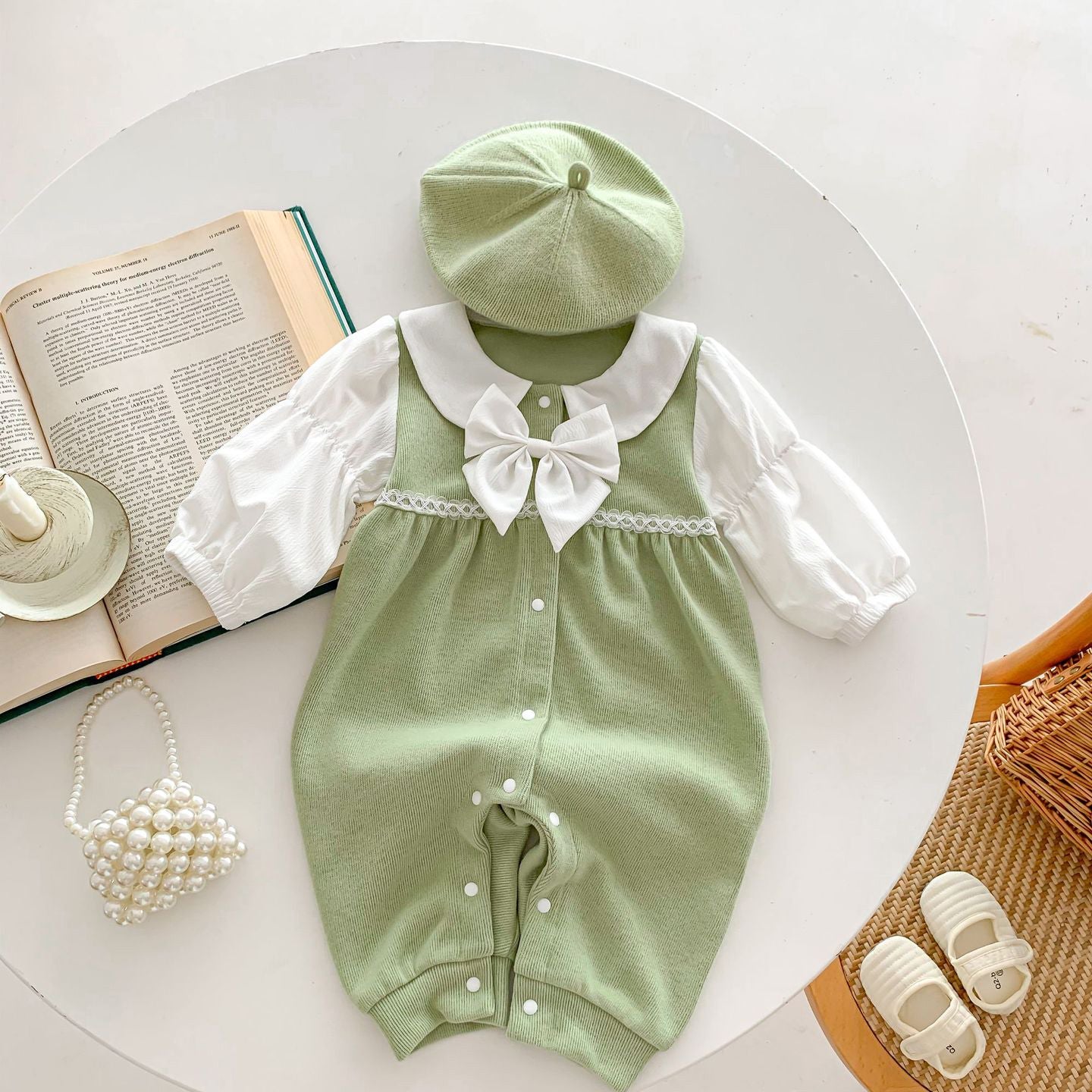 Baby Kid Girls Color-blocking Bow Jumpsuits