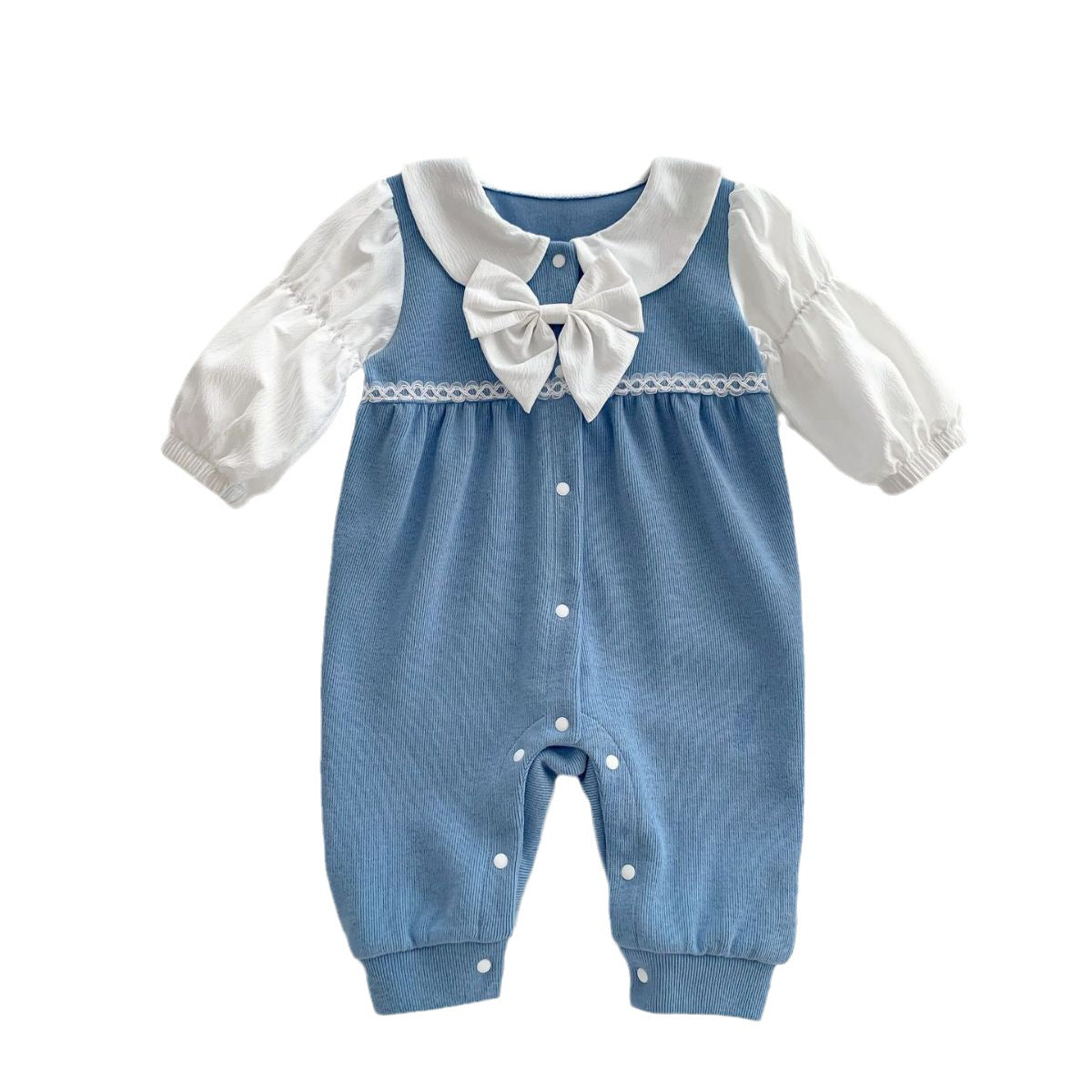 Baby Kid Girls Color-blocking Bow Jumpsuits