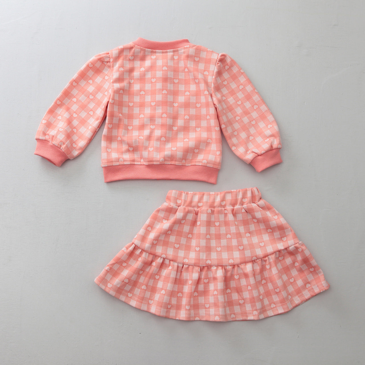 2 Pieces Set Baby Kid Girls Love heart Print Cardigan And Skirts