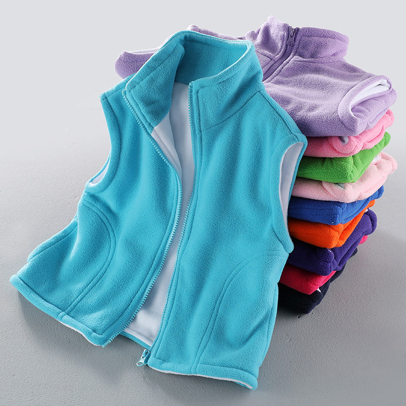 Kid Girls Boys Solid Color Vests Waistcoats