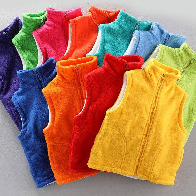 Kid Girls Boys Solid Color Vests Waistcoats