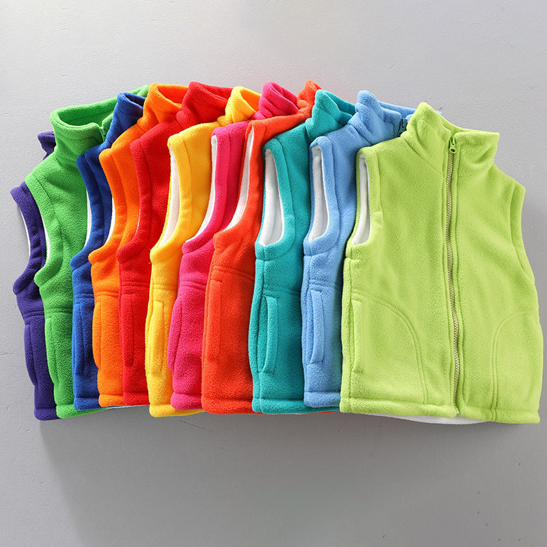 Kid Girls Boys Solid Color Vests Waistcoats