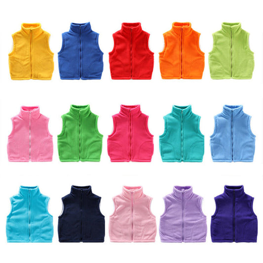 Kid Girls Boys Solid Color Vests Waistcoats