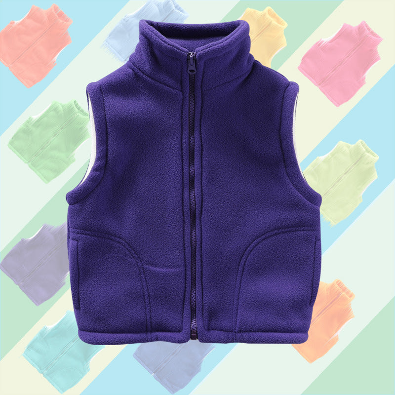 Kid Girls Boys Solid Color Vests Waistcoats