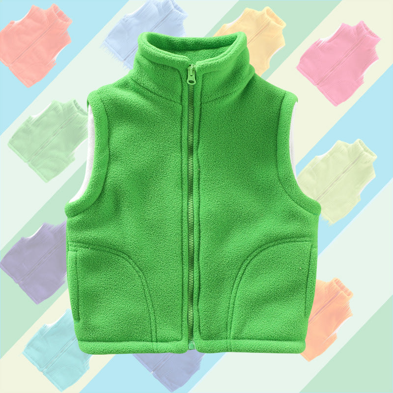 Kid Girls Boys Solid Color Vests Waistcoats