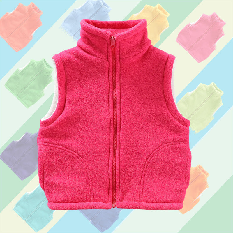 Kid Girls Boys Solid Color Vests Waistcoats