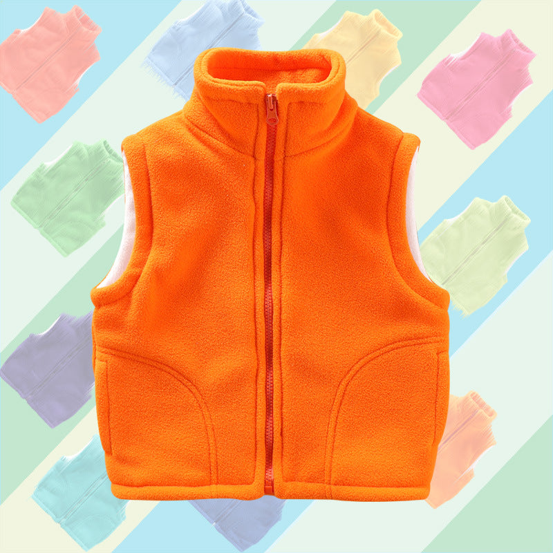 Kid Girls Boys Solid Color Vests Waistcoats