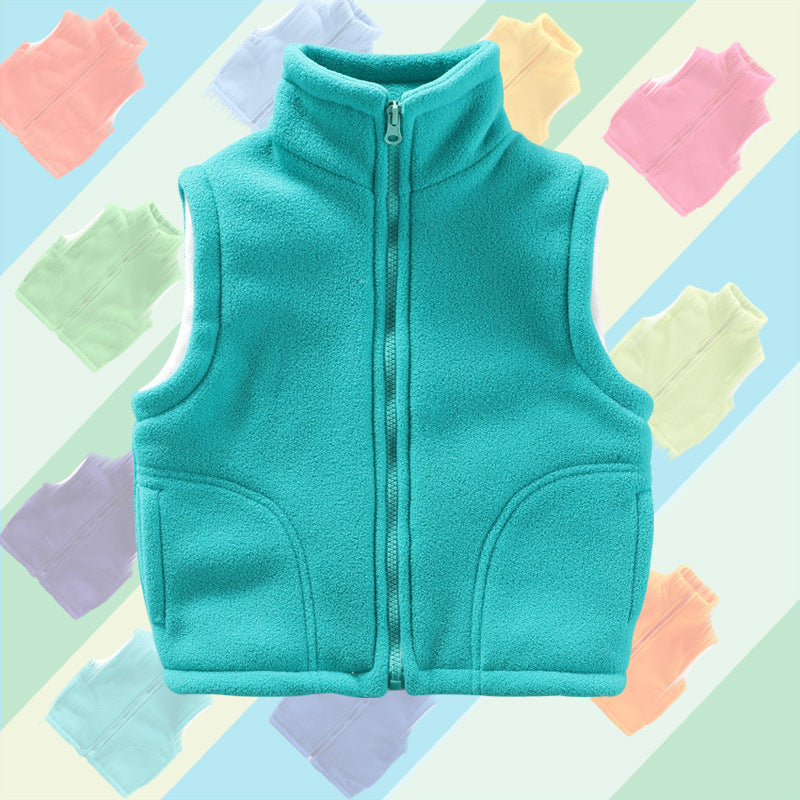 Kid Girls Boys Solid Color Vests Waistcoats