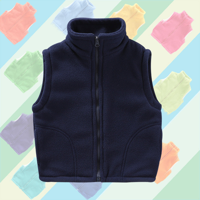 Kid Girls Boys Solid Color Vests Waistcoats