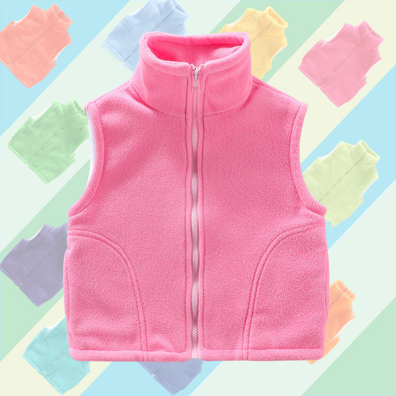 Kid Girls Boys Solid Color Vests Waistcoats