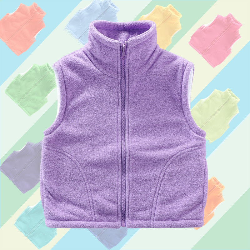 Kid Girls Boys Solid Color Vests Waistcoats