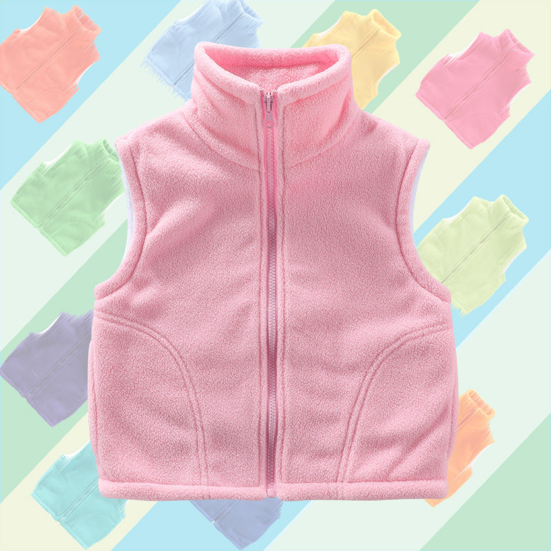 Kid Girls Boys Solid Color Vests Waistcoats