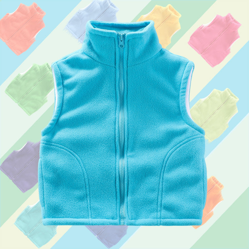 Kid Girls Boys Solid Color Vests Waistcoats