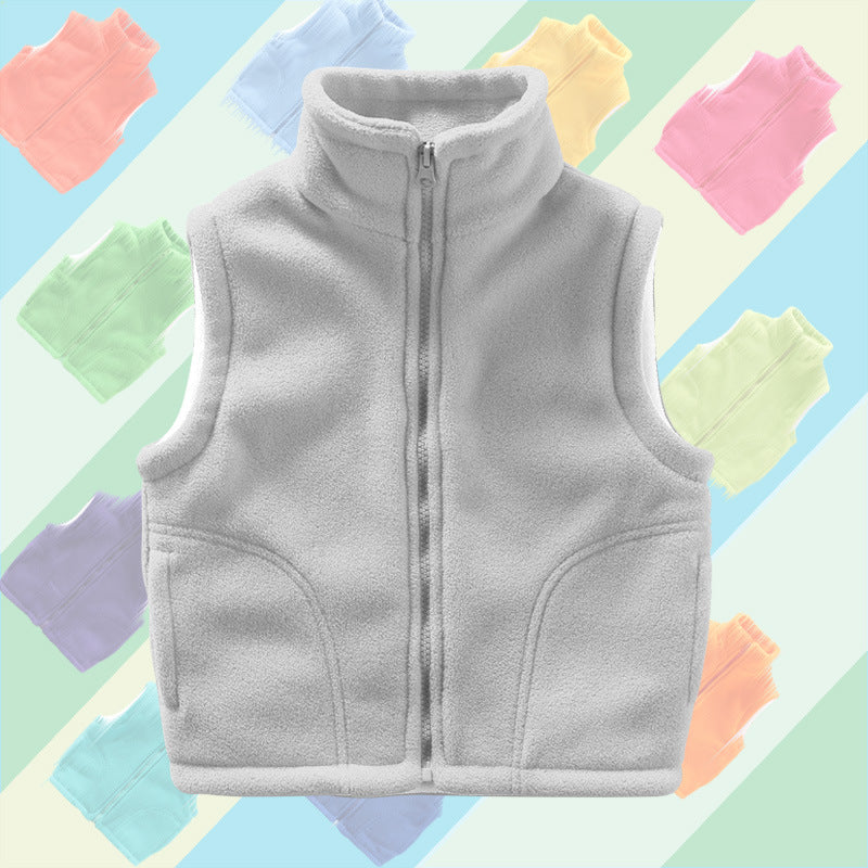 Kid Girls Boys Solid Color Vests Waistcoats