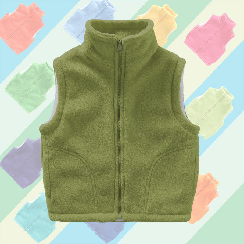 Kid Girls Boys Solid Color Vests Waistcoats