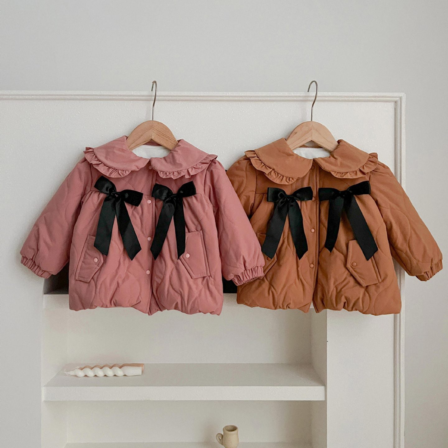 Baby Kid Girls Solid Color Bow Jackets Outwears