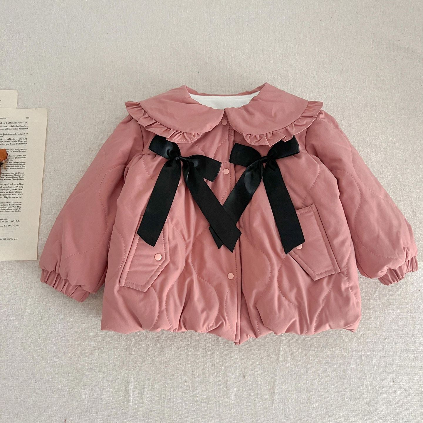 Baby Kid Girls Solid Color Bow Jackets Outwears