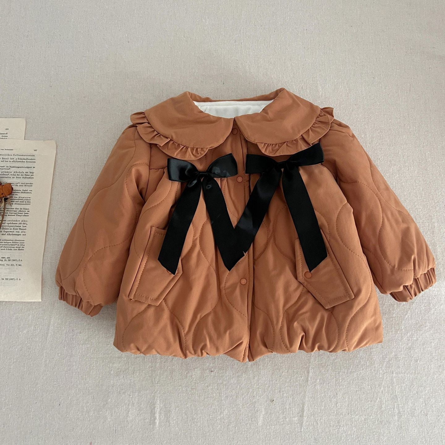 Baby Kid Girls Solid Color Bow Jackets Outwears