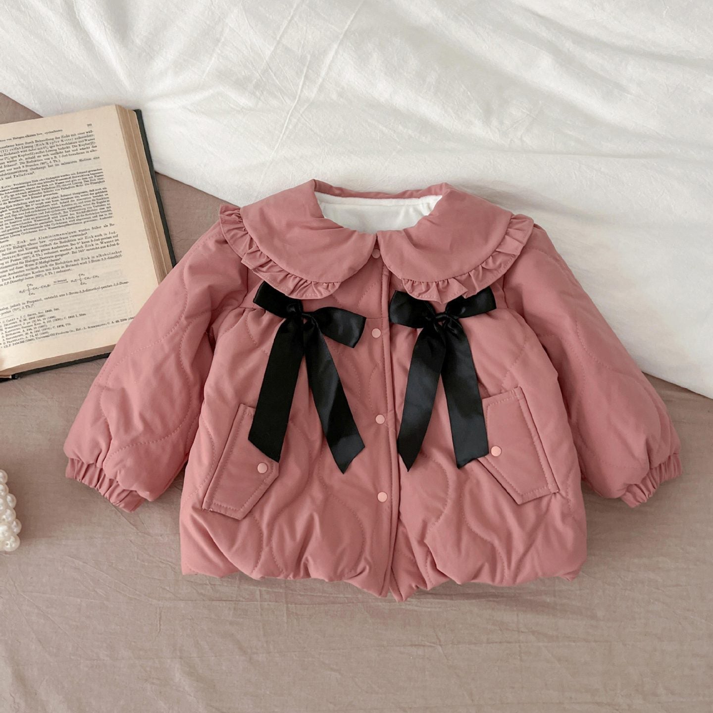 Baby Kid Girls Solid Color Bow Jackets Outwears