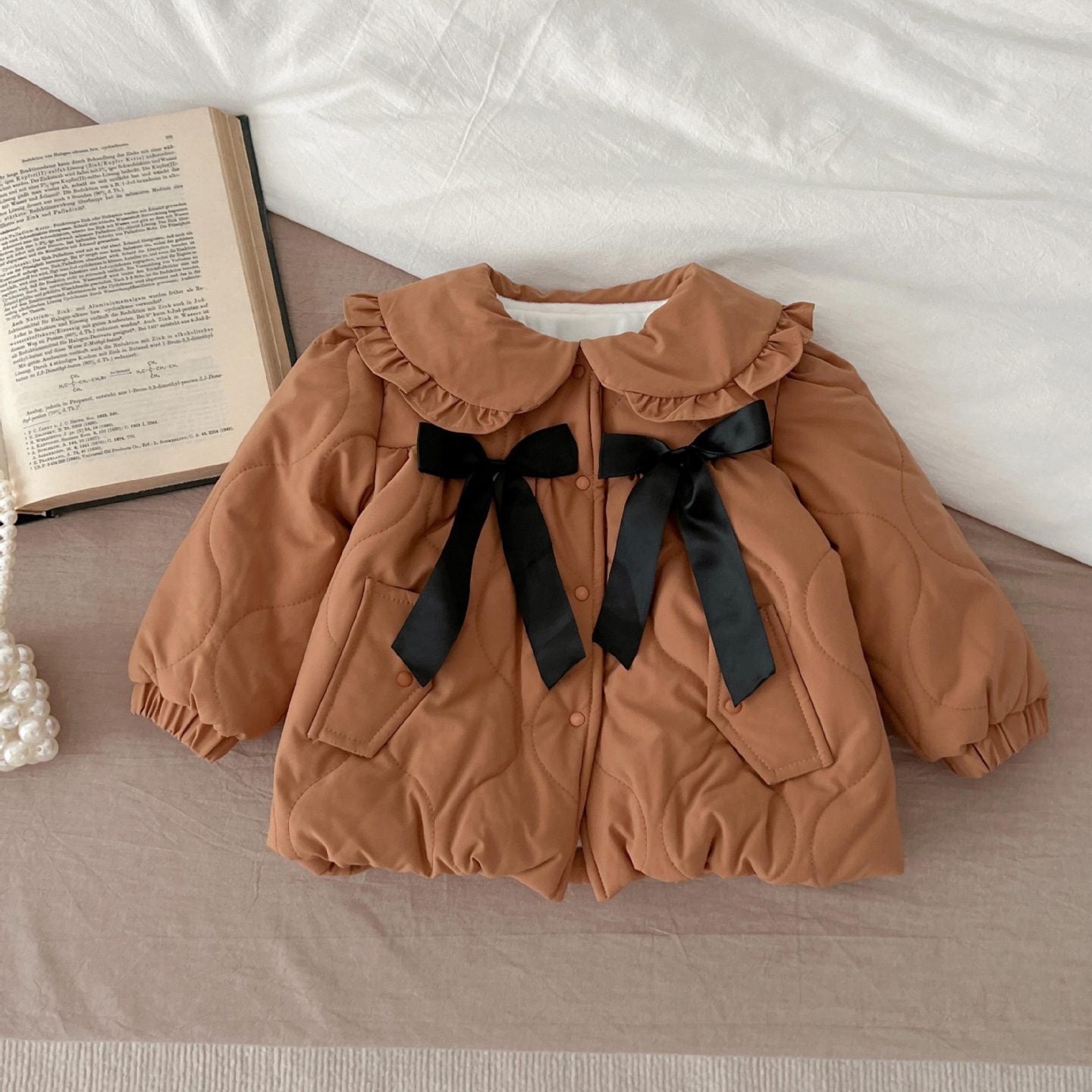 Baby Kid Girls Solid Color Bow Jackets Outwears