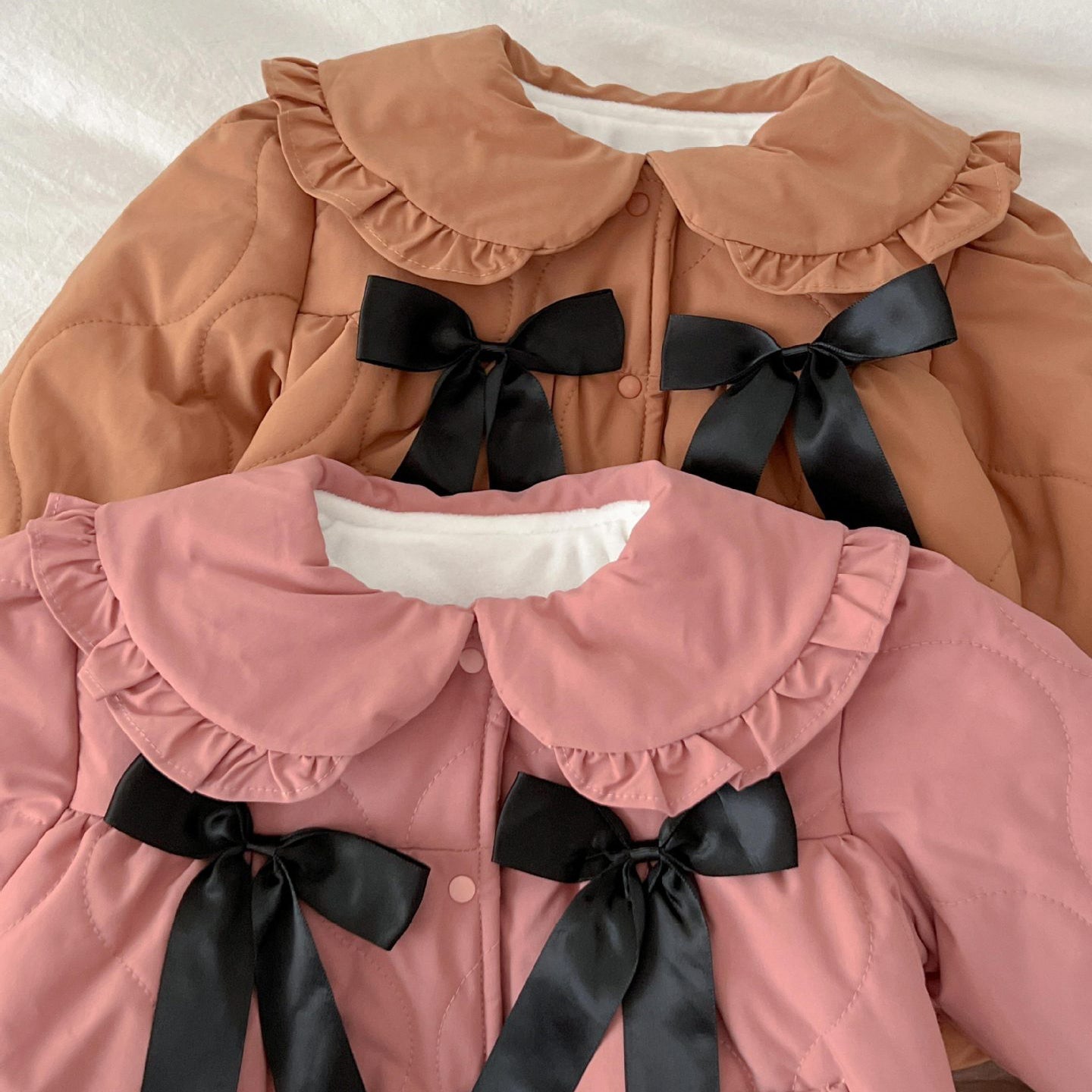 Baby Kid Girls Solid Color Bow Jackets Outwears