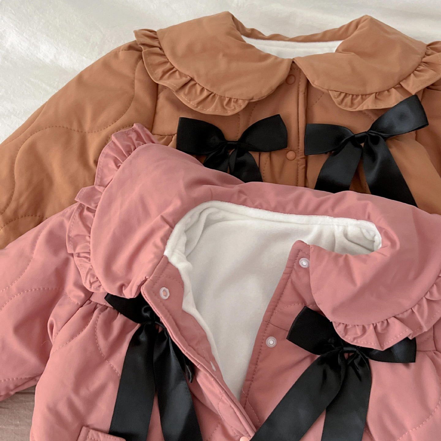 Baby Kid Girls Solid Color Bow Jackets Outwears