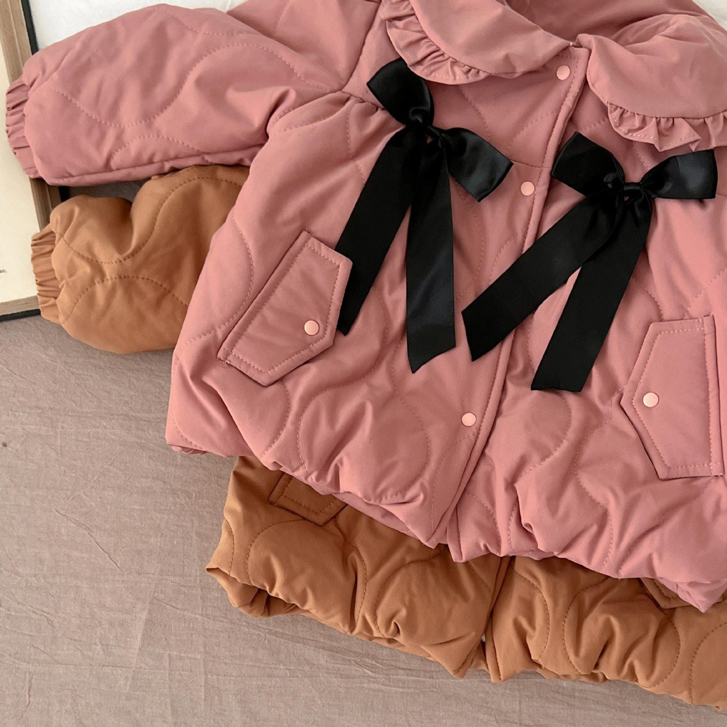 Baby Kid Girls Solid Color Bow Jackets Outwears