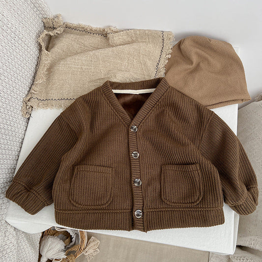 Baby Kid Girls Boys Solid Color Cardigan