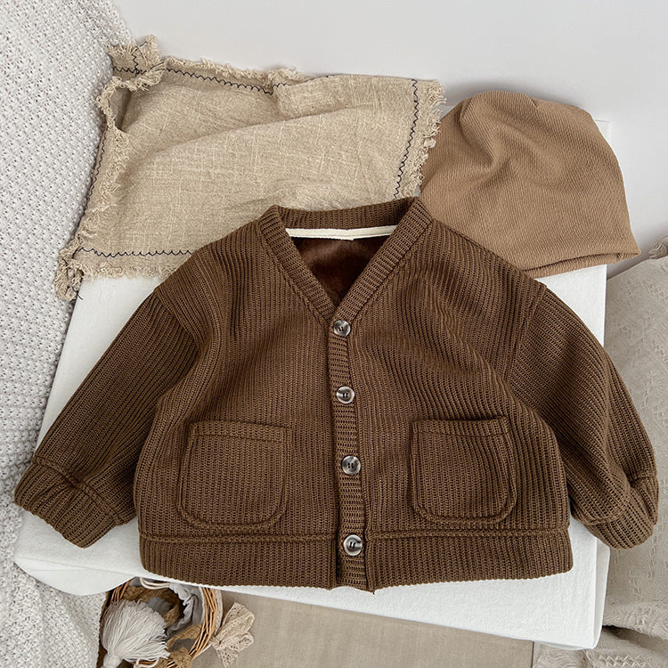 Baby Kid Girls Boys Solid Color Cardigan