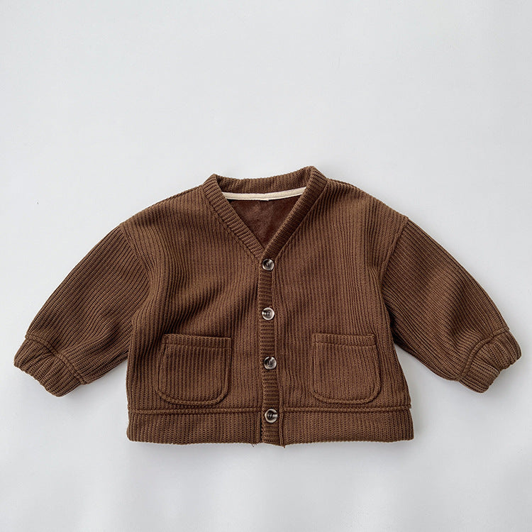 Baby Kid Girls Boys Solid Color Cardigan