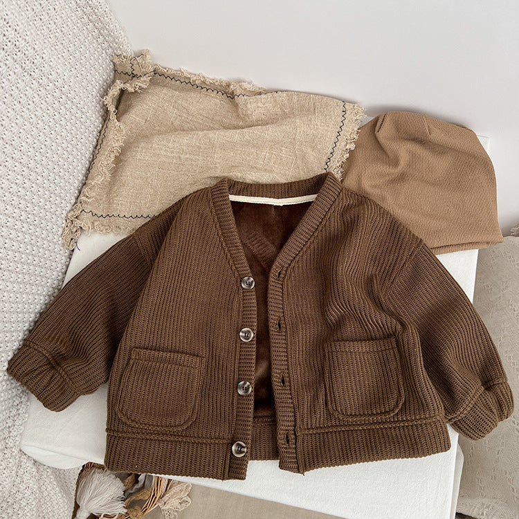 Baby Kid Girls Boys Solid Color Cardigan