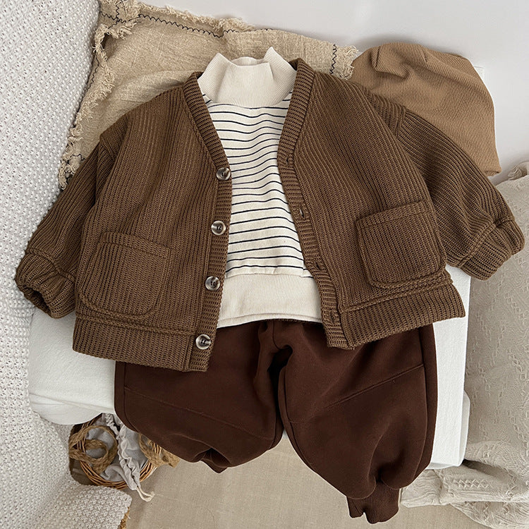 Baby Kid Girls Boys Solid Color Cardigan