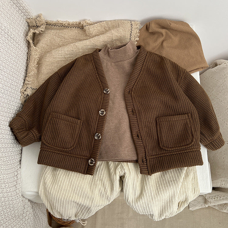 Baby Kid Girls Boys Solid Color Cardigan