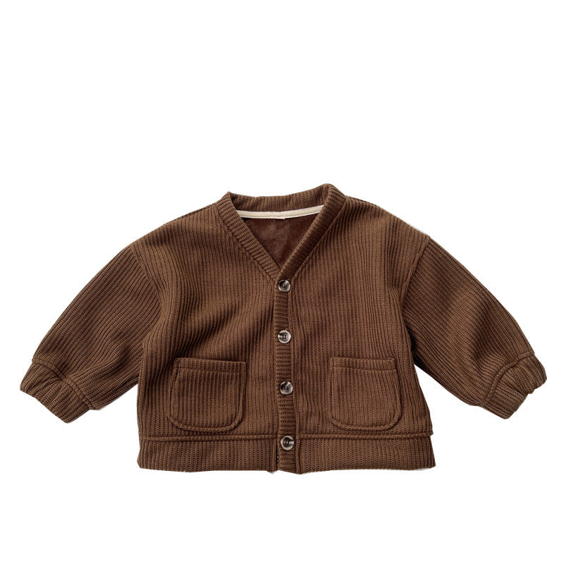 Baby Kid Girls Boys Solid Color Cardigan