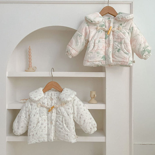 Baby Kid Girls Flower Print Print Jackets Outwears