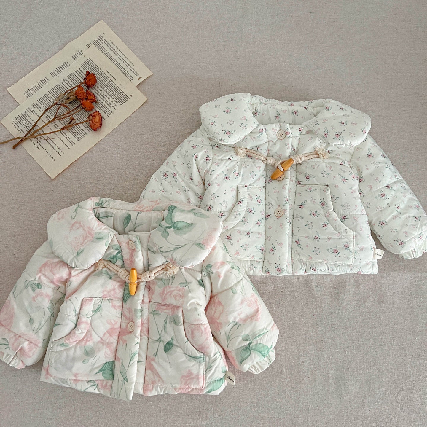 Baby Kid Girls Flower Print Print Jackets Outwears