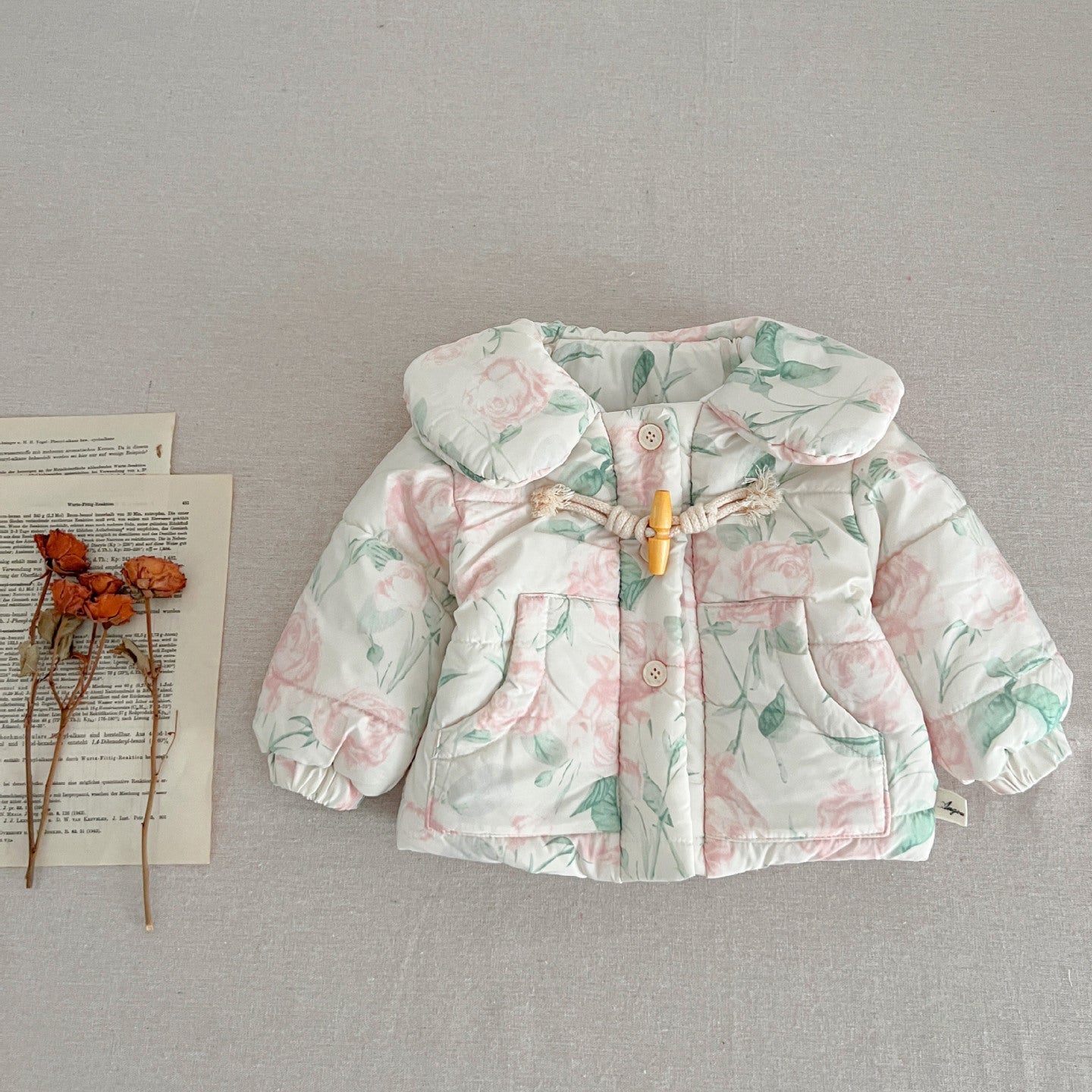 Baby Kid Girls Flower Print Print Jackets Outwears