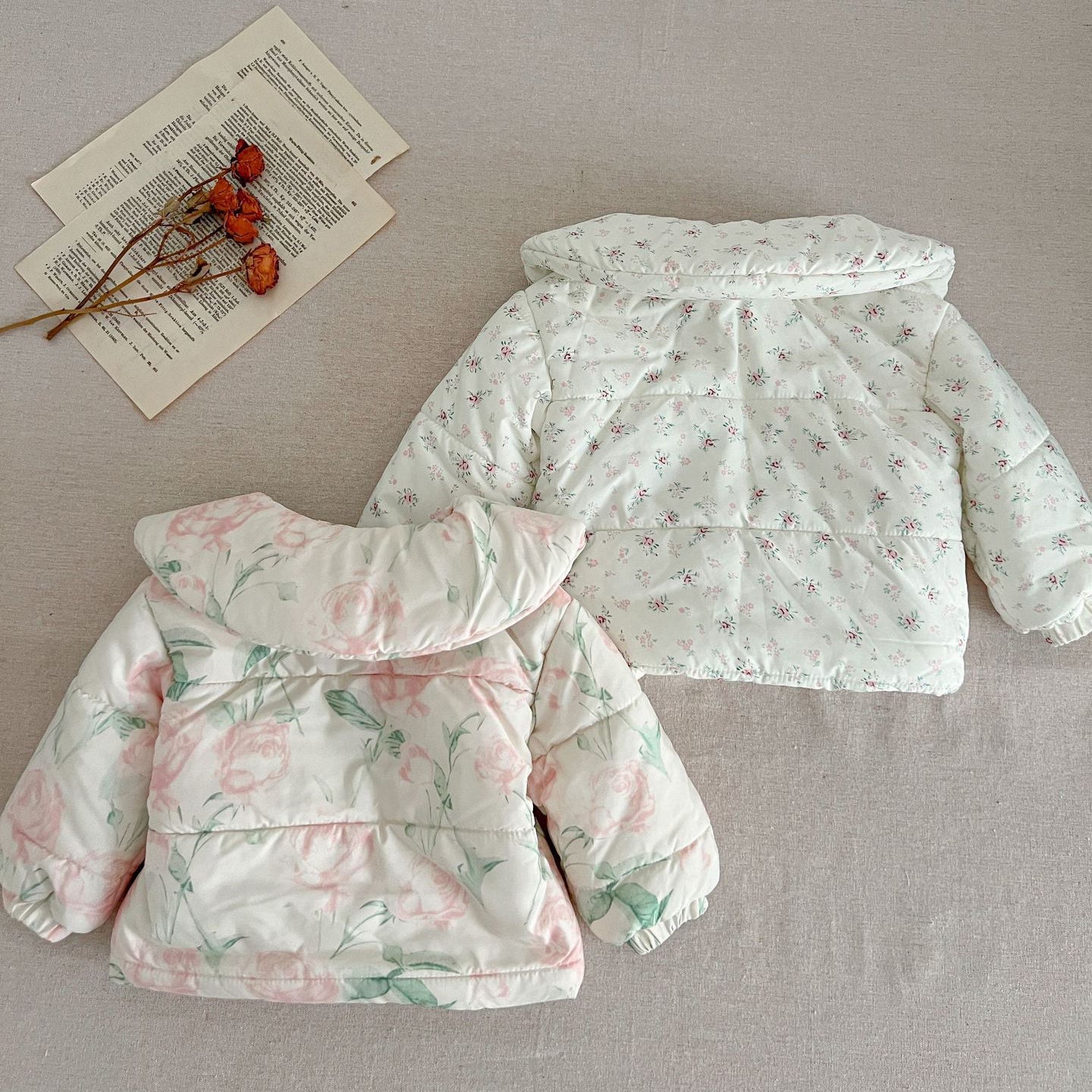 Baby Kid Girls Flower Print Print Jackets Outwears