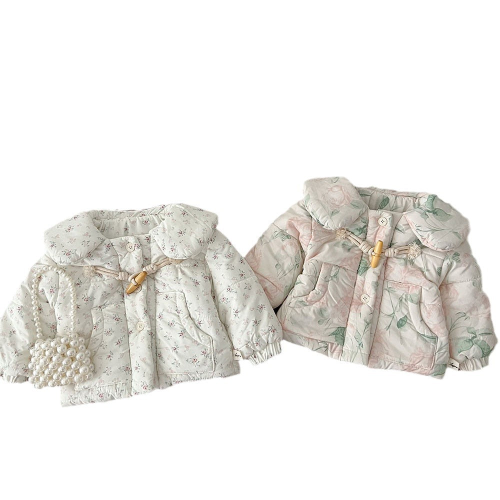 Baby Kid Girls Flower Print Print Jackets Outwears