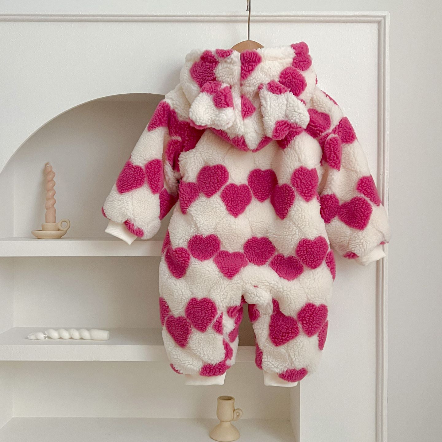 Baby Kid Girls Color-blocking Love heart Jumpsuits