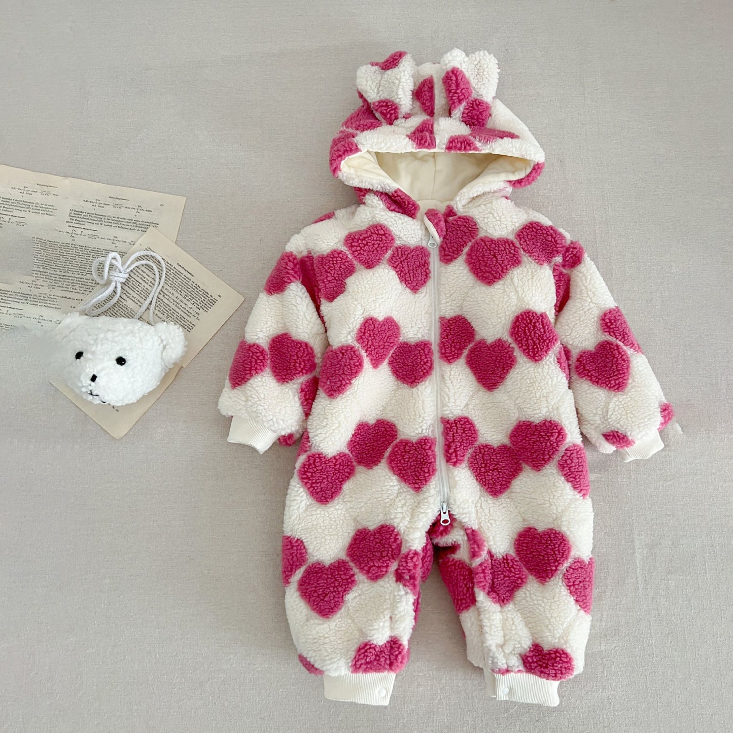 Baby Kid Girls Color-blocking Love heart Jumpsuits