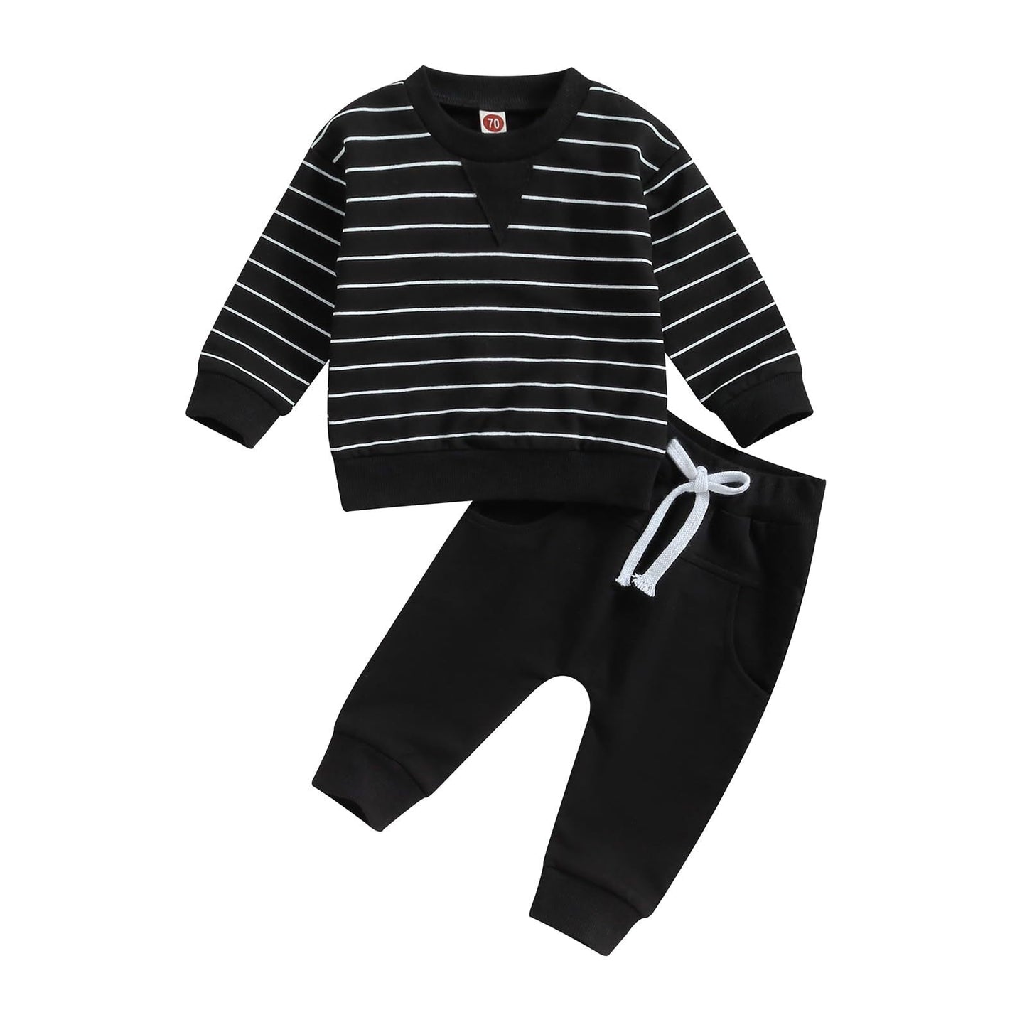 2 Pieces Set Baby Kid Boys Striped Tops And Solid Color Pants