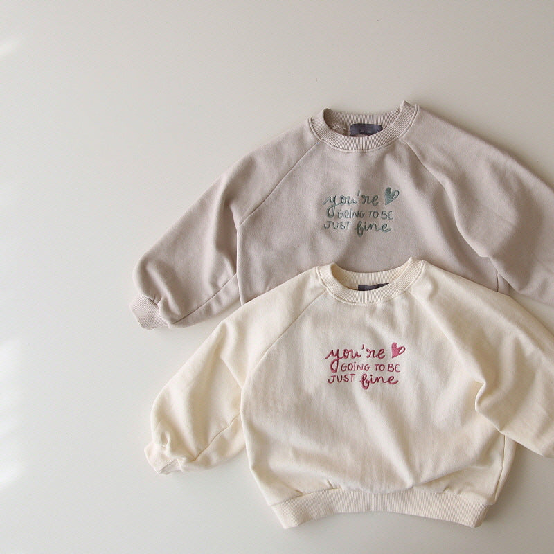 Baby Kid Girls Letters Embroidered Hoodies Sweatshirts