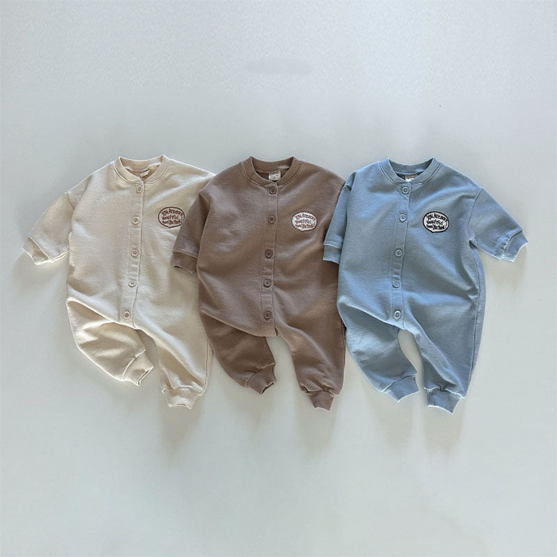 Baby Boys Solid Color Jumpsuits