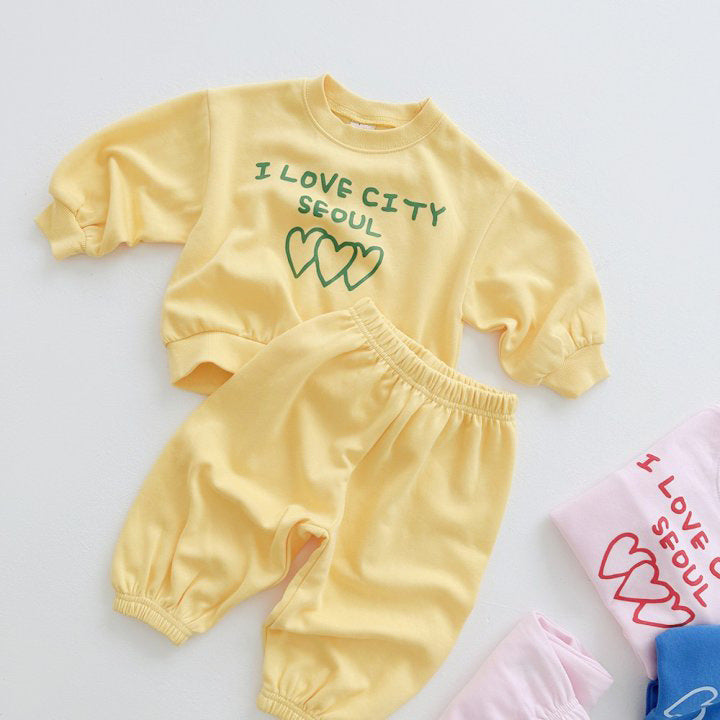 2 Pieces Set Baby Kid Girls Boys Letters Love heart Tops And Solid Color Pants